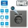 Tomada Espiã com Câmara HD, Wi-Fi, Áudio e USB Duplo