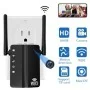 Amplificador WiFi com Câmara Espiã HD e Visão 360º Discreta